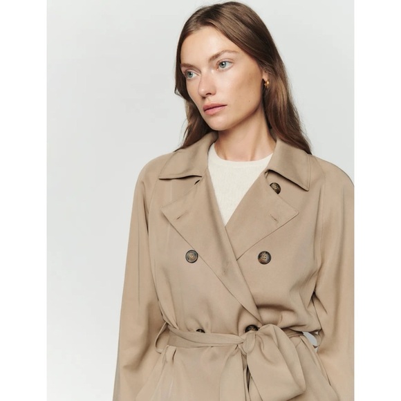 Reformation Kensington Trench Jacket Coat in Khaki - Picture 14 of 15